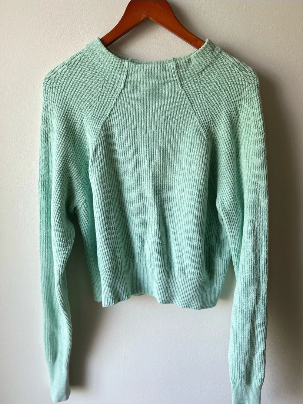 Free People Mint Green Ribbed Turtleneck Sweater